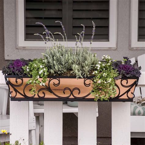 wrought iron railing flower boxes